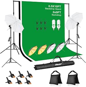 EMART 6.5x10FT Photography Lighting Kit with Backdrop Stand for Portrait