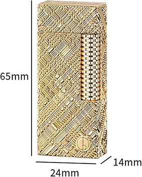 Vintage Trench Kerosene Lighter, Metal Side Slide Ignition Lighter, Four-Sided Embossed Design, Men's Portable Lighter, Suitable for Collection, Candles, Outdoor, Gifts(A)