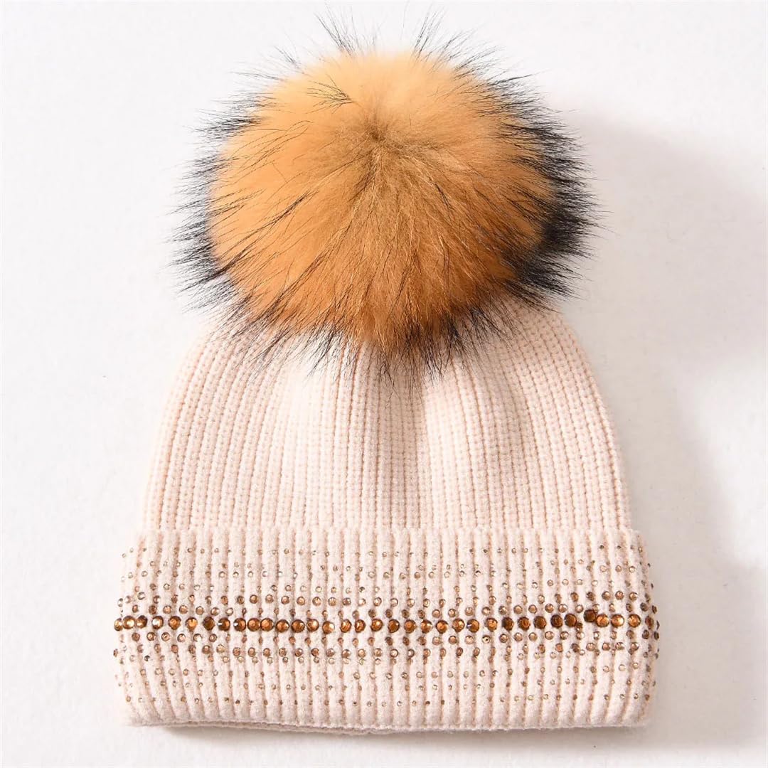 Wvapzxx Damska zimowa czapka beanie kaszmir czapka stras dzianinowe ciepłe czaszki