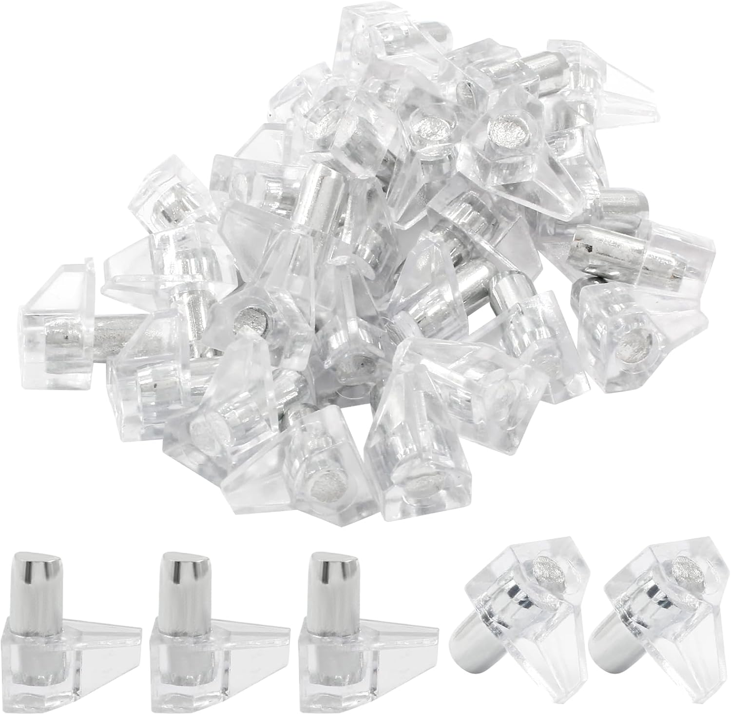 Biaungdo Clear Shelf Support Pegs, 30 Pcs 3mm Plastic Shelf Pins Small Cabinet Shelf Pegs Shelf Holder Pins Bracket Replacement Pegs Cabinet Shelf Clips for Kitchen Furniture Book Shelves Cupboard