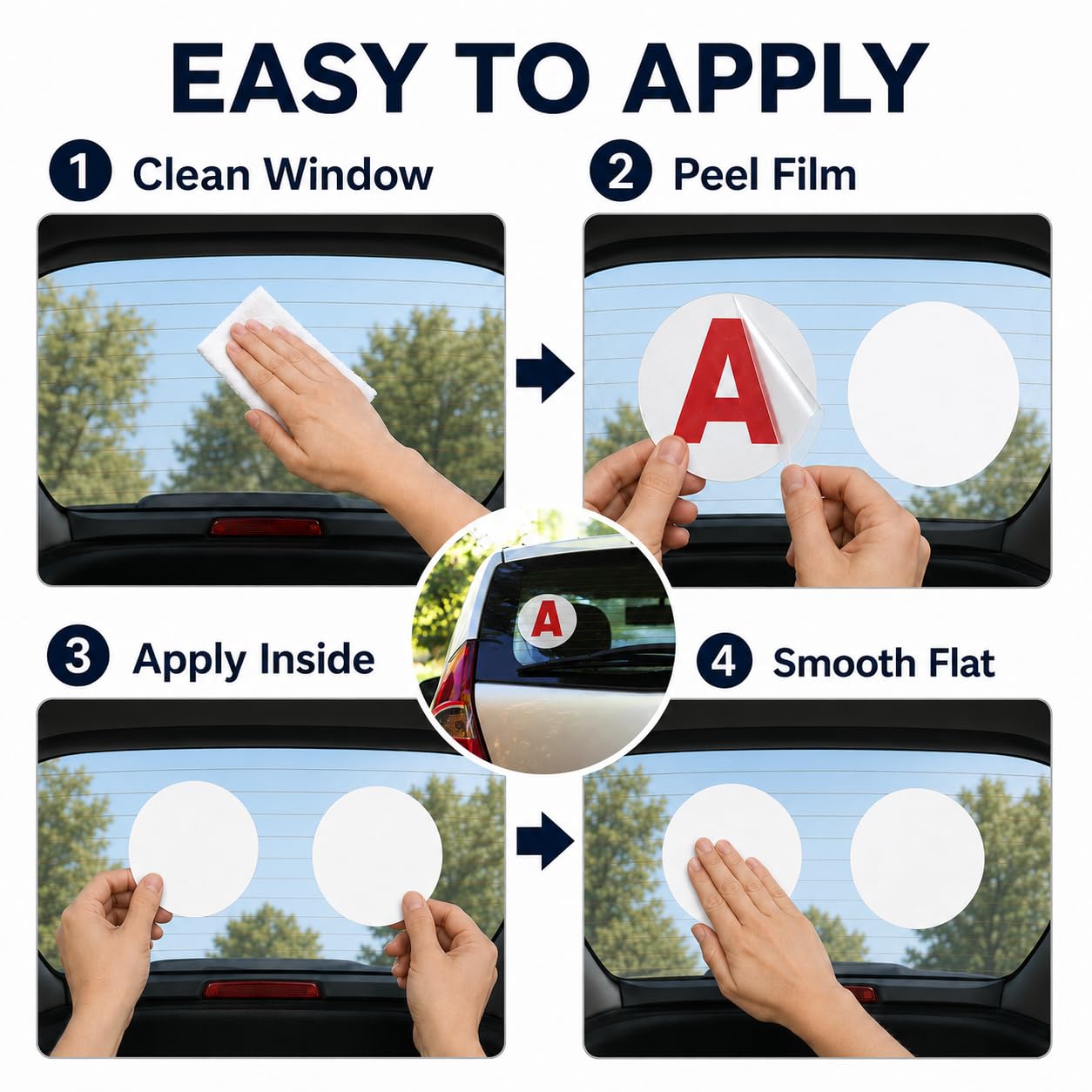 Autocollant Disque A 15cm - Conduite Accompagnée | Autocollant Statique À Poser dans La Vitre (Intérieur), Facile À Poser sans Colle, sans Résidus, pour Jeune Conducteur & École De Conduite