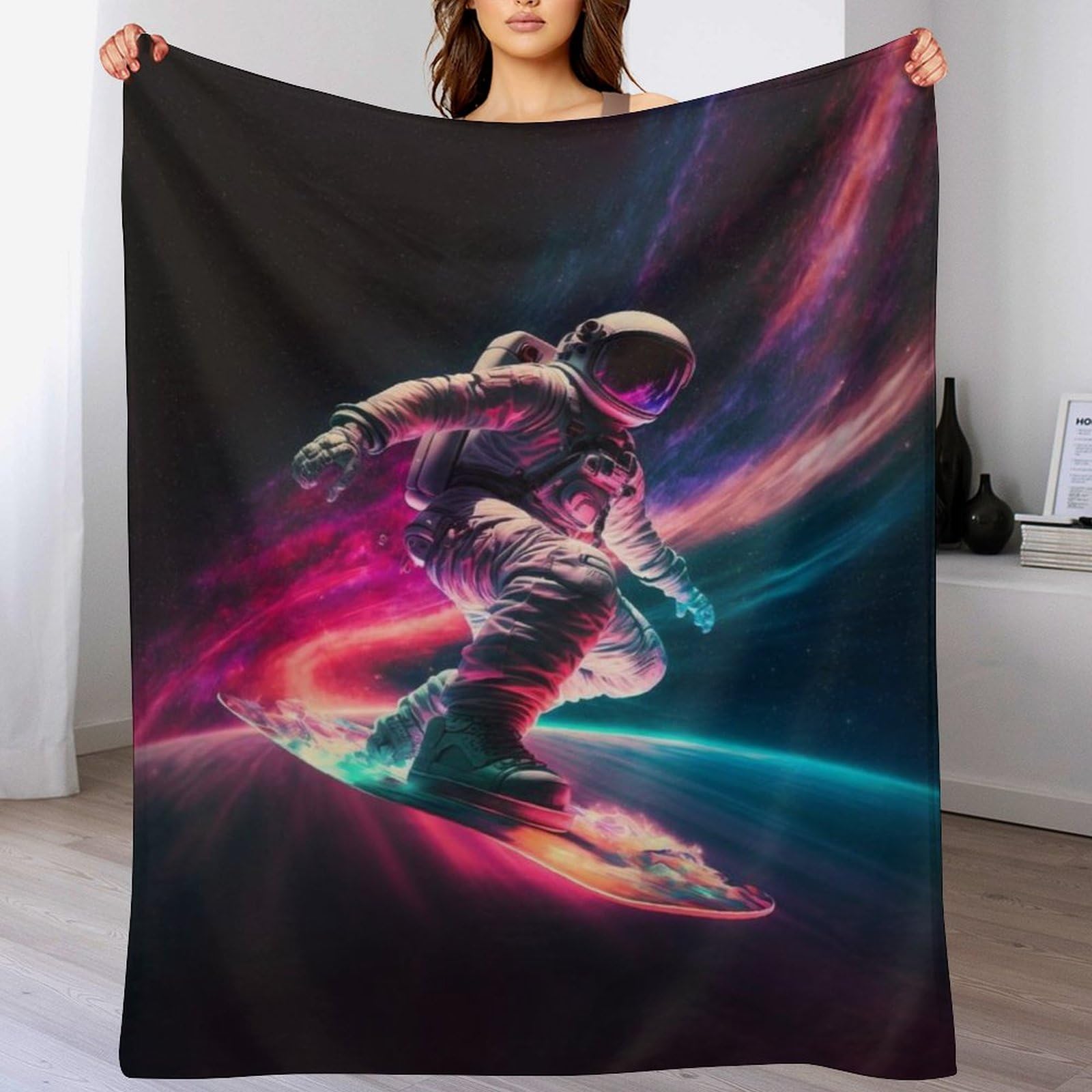 Couverture en peluche chaude astronaute pour vos soirées cocooning sur le canapé