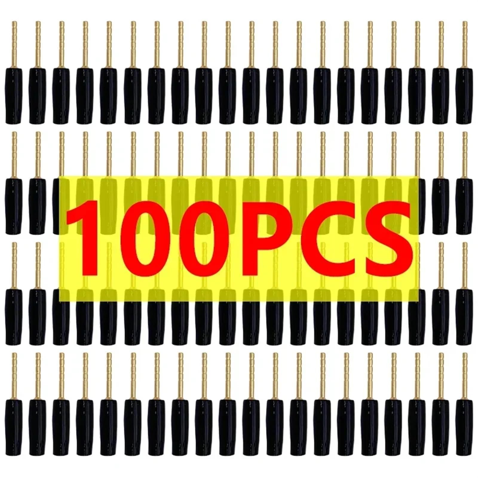 Adaptateur Banane en cuivre plaqué Or, Broche de 2mm, fiches de bornes Banane à Broche Droite, connecteur de câblage de Haut-Parleur, 20/100 pièces(100 Black)