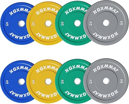 2-Inch Olympic Full Rubber Weight Plates|10/25/35/45LB High-Bounce barbell weight set8 packs 230LBS With Steel Insert|fit for Strength Training Weightlifting&Crossfit|Home Gym Compatible|Color Coded