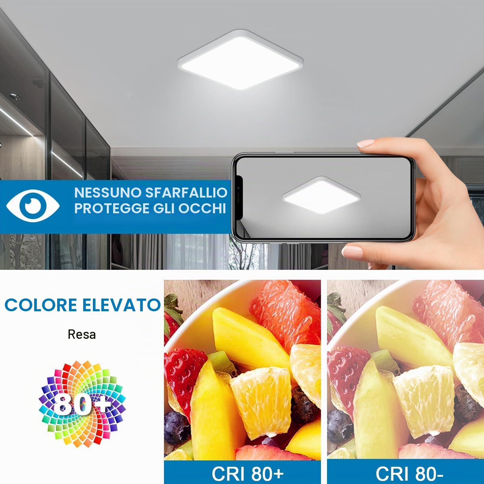Osairous Plafoniera LED Soffitto Ø40cm, 6500k Piazza Plafoniere moderna, IP44 Lampada LED Soffitto, 42W 3980 LM Luce Bianco per Soggiorno, Camera da Letto, Cucina, Bagno, Balcone