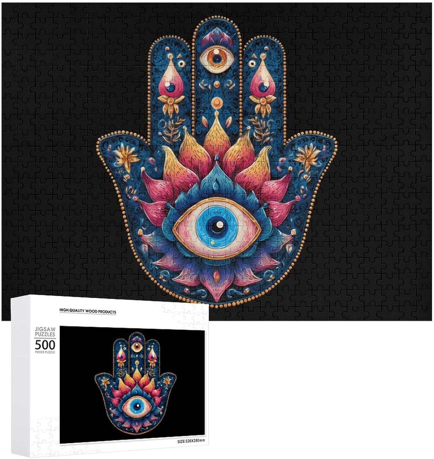 Hamsa Hand Puzzles for Adults 500 PCS Wooden Jigsaw Puzzle Wall Decor Christmas