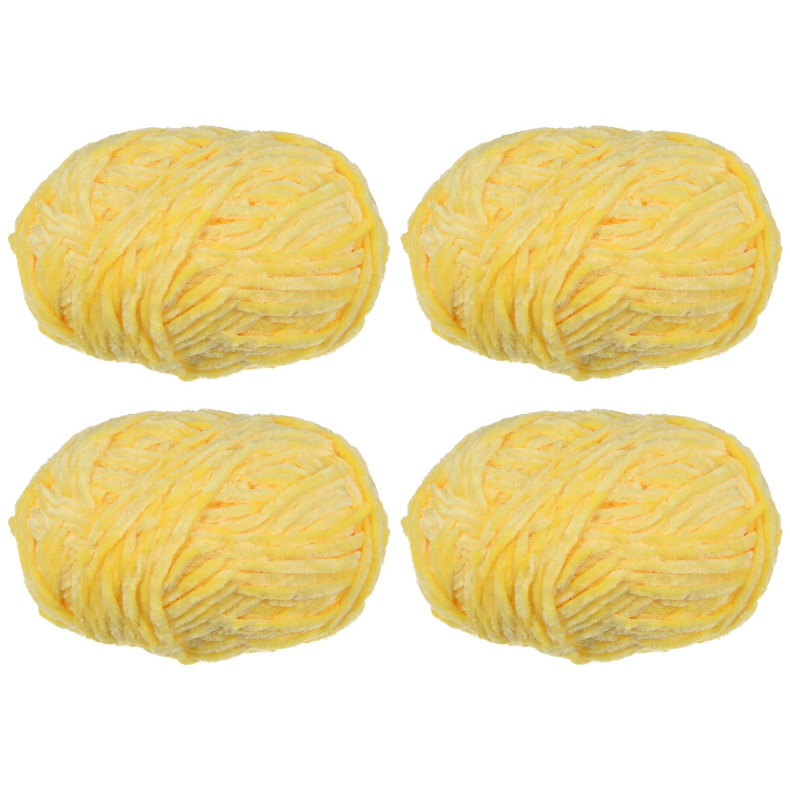 QUARKZMAN 4pz Filato di Velluto Morbido Filato di Chenille 4x100g/14.1oz (347iarde) Filato Soffice e Caldo per Maglia Uncinetto Tessitura Coperte Borse Sciarpe Guanti, Giallo Chiaro