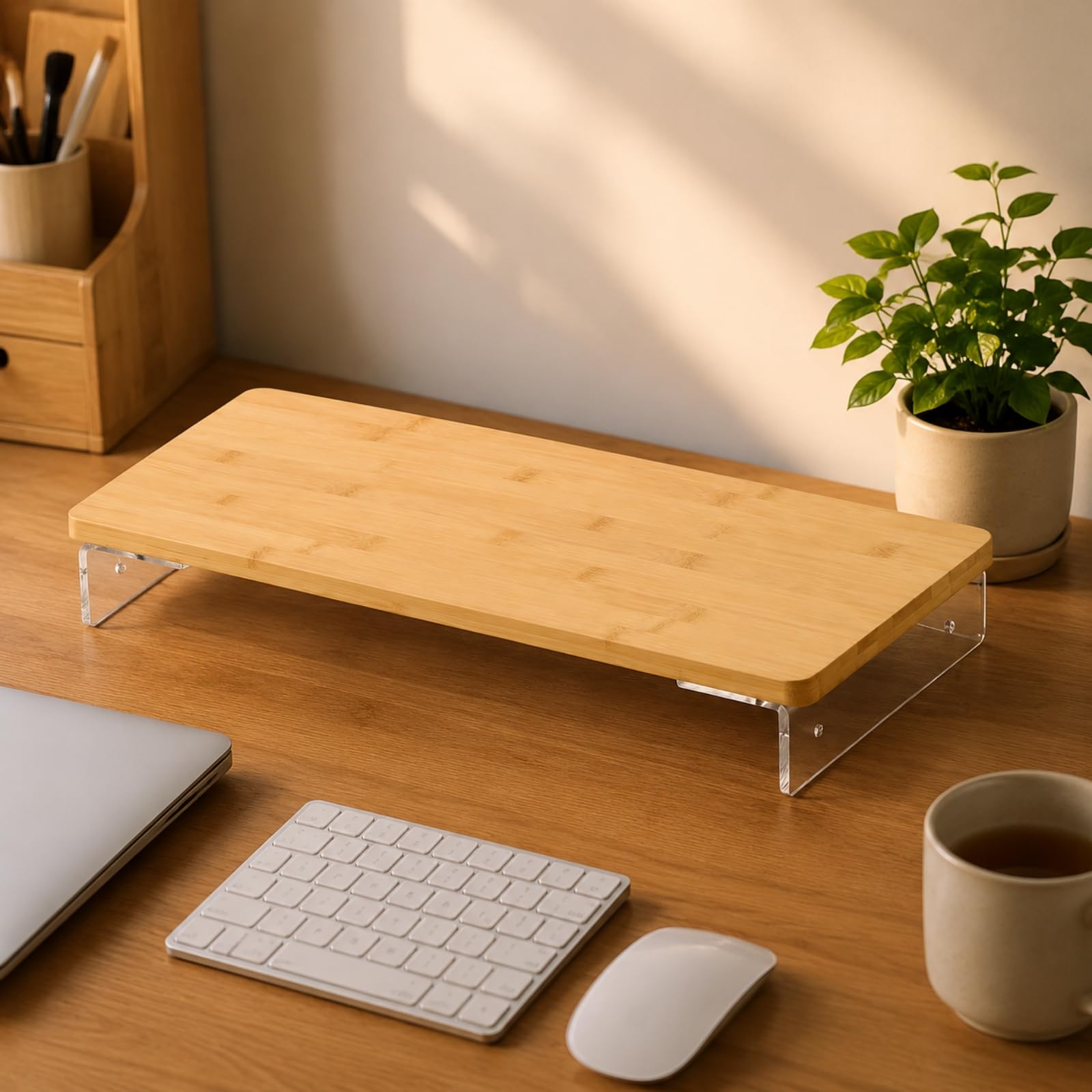 Rehaueur Moniteur Bureau à Un Étage Support D'écran Plateau en Indéformable, 66CM