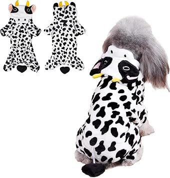 Dog Cow Costume Dog Halloween Costume Milk Cow Style Jumpsuits Hoodie