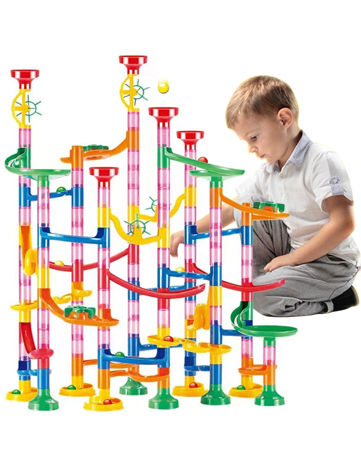 E-SMARTER 133p Marble Run, Marble Game with 103pcs Marble Race and 30 Marbles, Marble Maze Race Track Game Set, Marble Runs for Kids 6+ Years Old Boys Girls, Birthday for Kids
