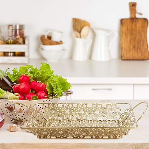 Miniatura 6 de DOITOOL Cesta de fruta de almacenamiento de metal, armario de despensa para cocina, almacenamiento de cocina, cesta de frutas práctica, bandejas de