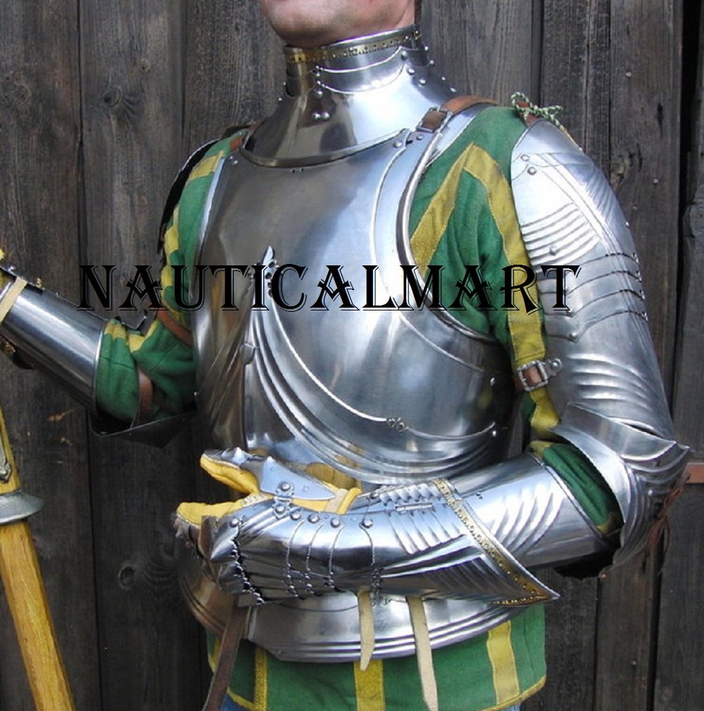 Nauticalmart Medieval Reenactment Steel Armour Breastplate with Gorget & Arm Set