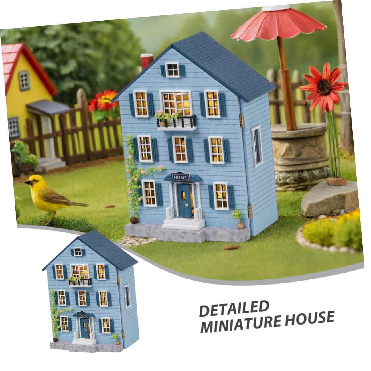 Kit per Casa delle Bambole in Miniatura in Legno con Mobili Set Fai da Te Robusto e Portatile per Decorazioni Natalizie e Lavoretti Creativi Regalo per e Appassionati