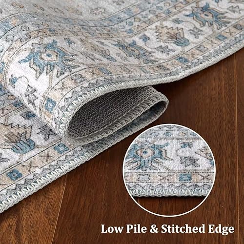 Miniatura 5 de GlowSol Alfombra de área de 8 x 10 pies, medallón floral, estilo vintage, para interiores, no se desprende, antideslizante, alfombra bohemia para