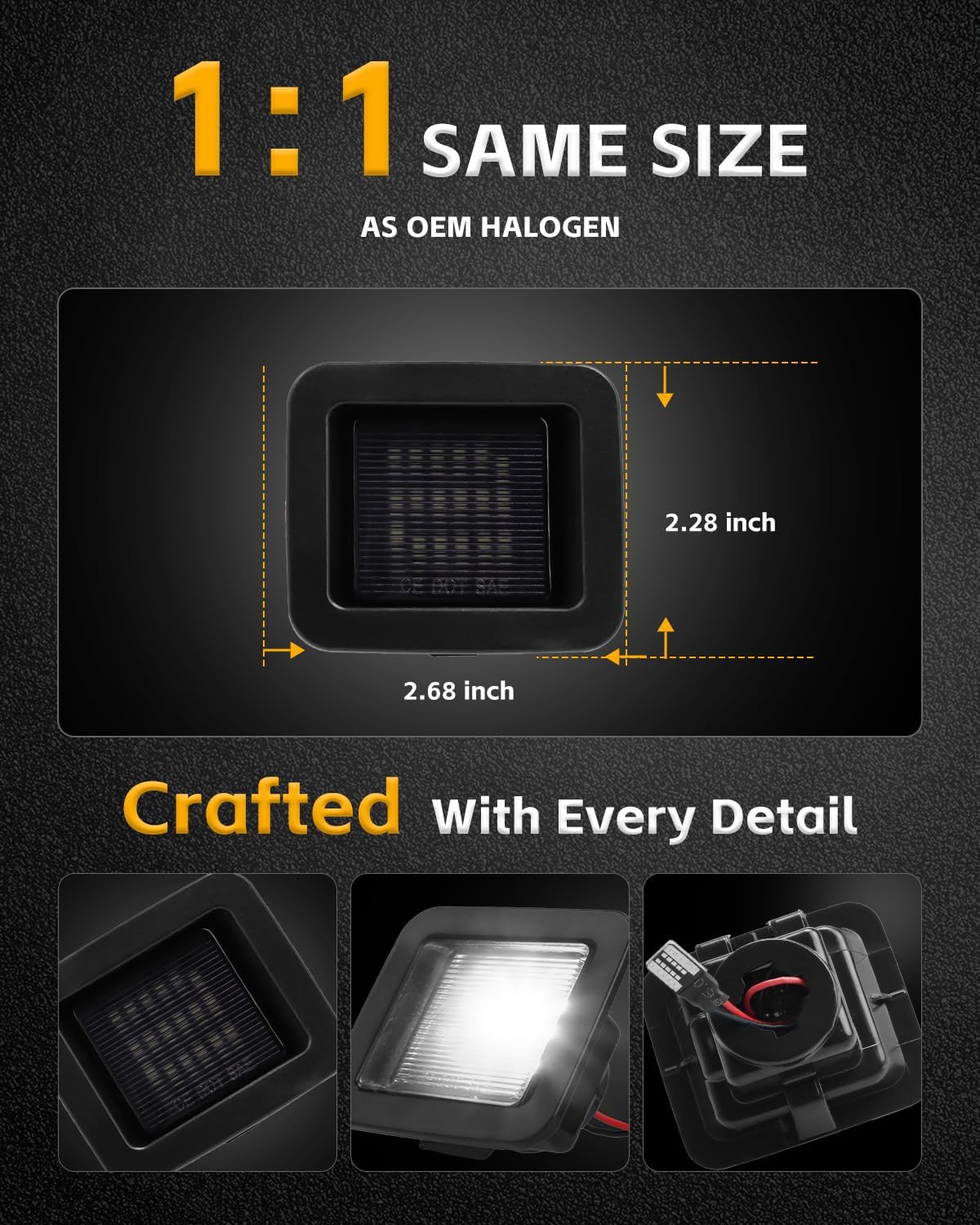 LED License Plate Lights Compatible with 2015-2020 F150 17-20 Raptor, Smoke Lens 6000K White LED Rear Tag Lamps, 2PCS