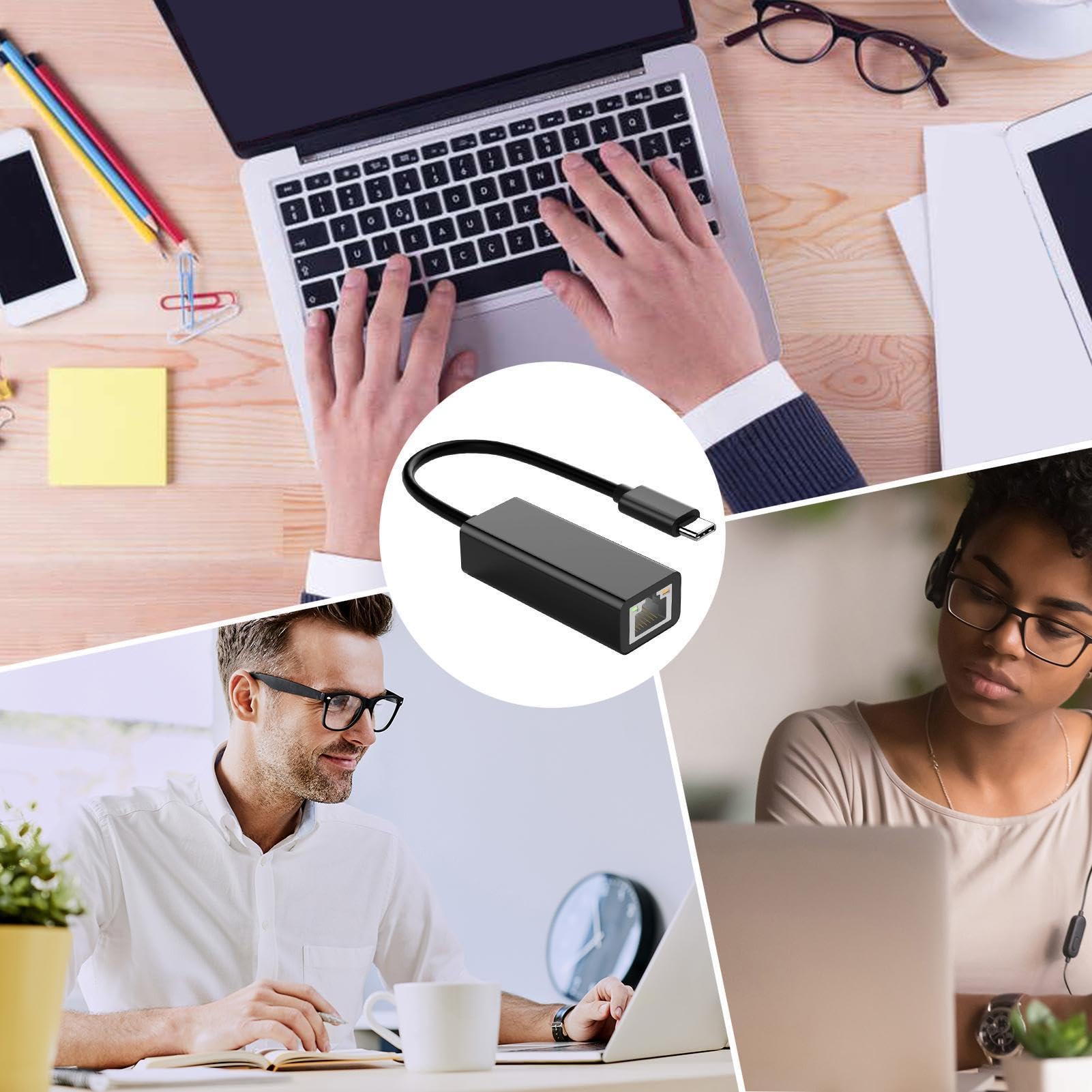 Adattatore Ethernet USB-C 10/100/1000 Mbps Plug and Play per Laptop Desktop