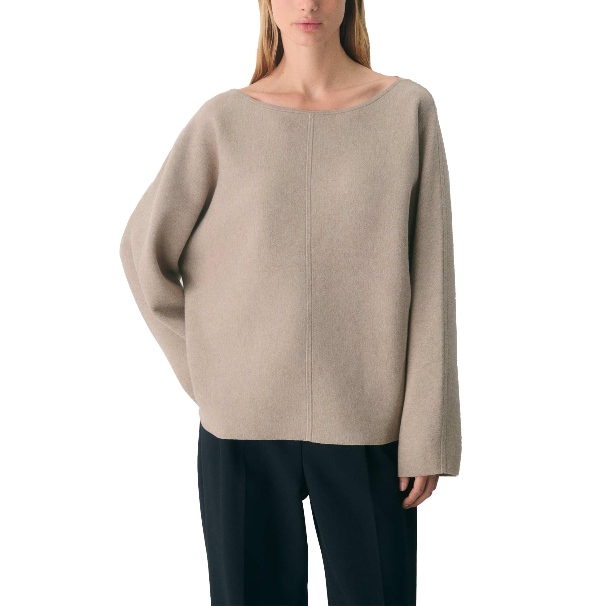 Slouchy Sweaters for Women Long Sleeve Boat Neck Pullover Knit Woolen Sweater Top Oversized Soft Knitwear Jumper