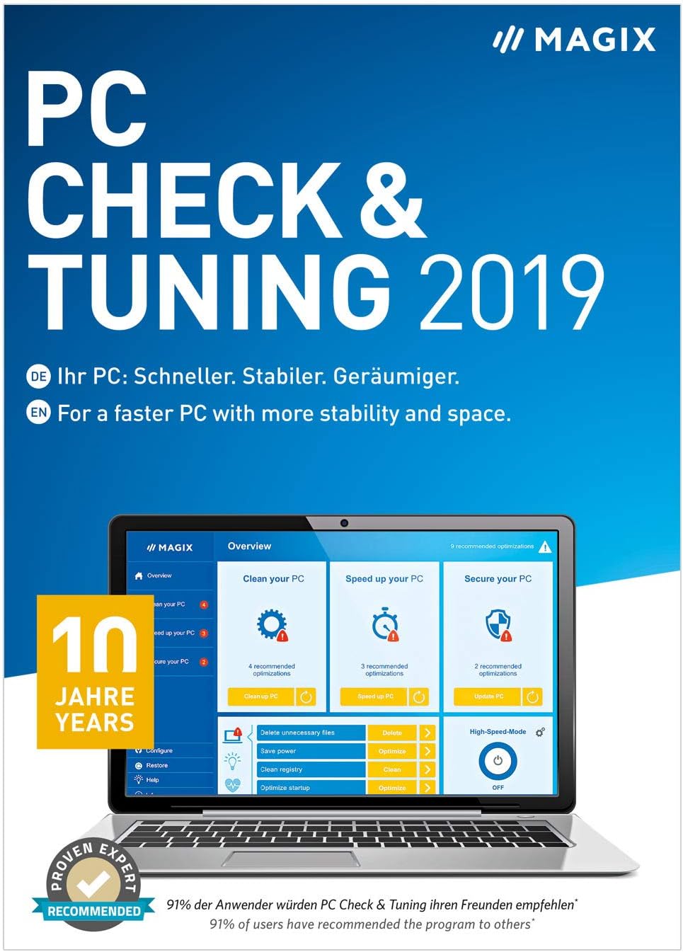 MAGIX PC Check & Tuning – 2019 Version – For a faster PC with more stability and space. | Standard | PC | PC Activation Code by email