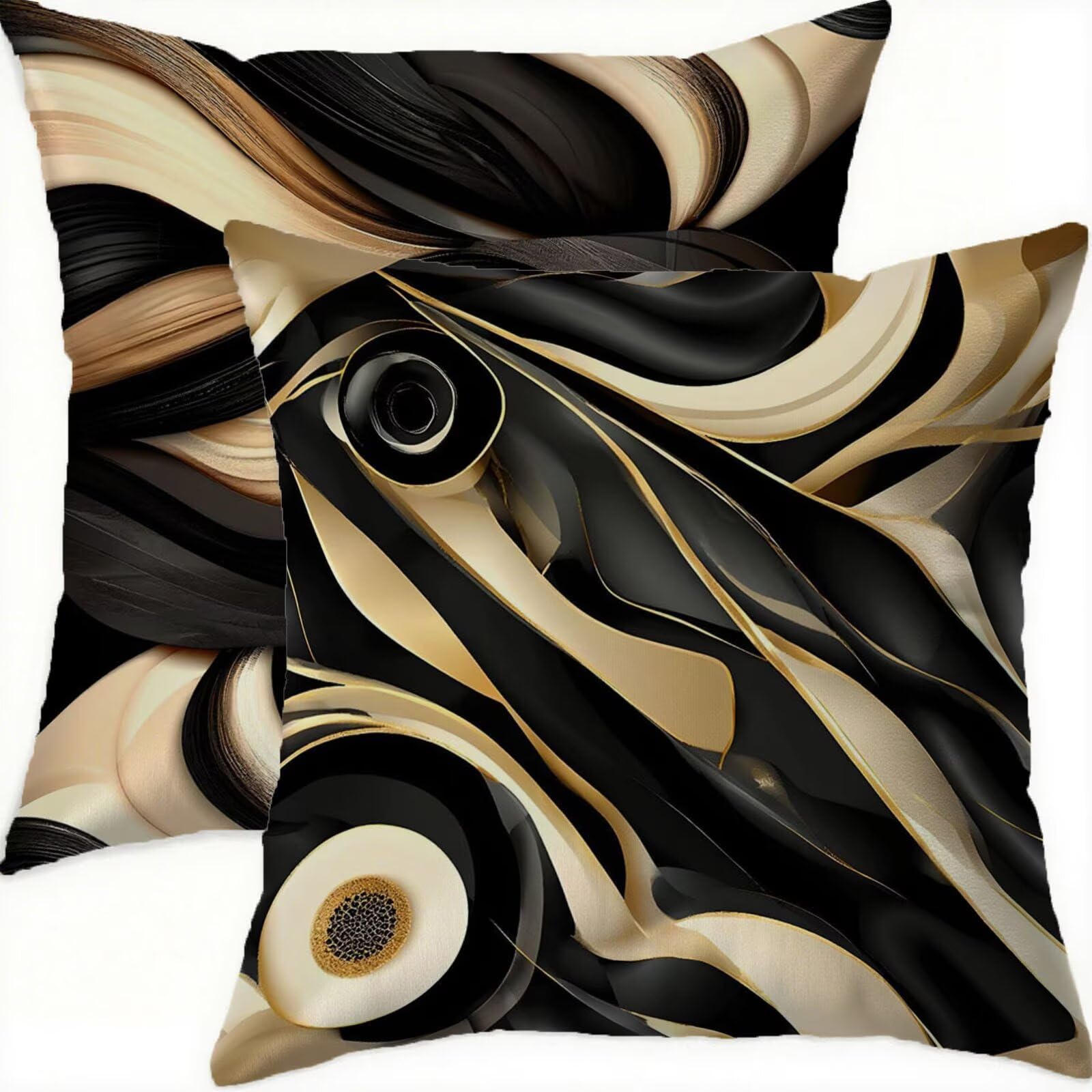 Housse coussin 65x65cm noir velours double face étanche taie oreiller canapé