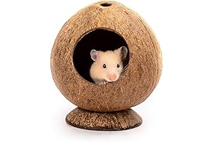 Hamster Cooling Hideout - Coconut Hut Hamster House Bed for Gerbils Mice...