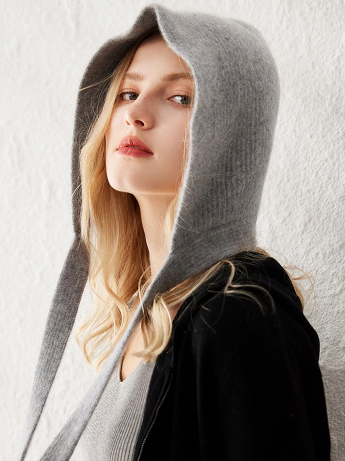 YUONNY Damska zimowa czapka beanie z dzianiny 100% kaszmiru, miękka, ciepła i wiatroszczelna czapka douszna, modna czapka narciarska z ochroną ucha, swobodny dzianinowy kapelusz śniegowy na prezent