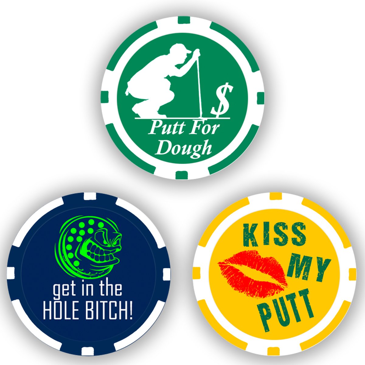 DA VINCI Golf Ball Marker Poker Chip Collection, 11.5 Gram Chips (3-Pack-B)