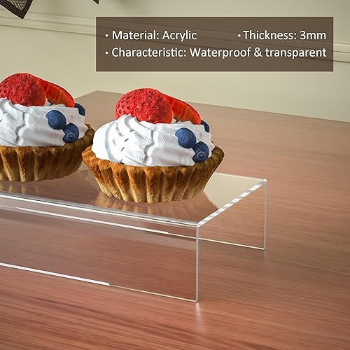 Miniatura 24 de Juego de 3 elevadores cuadrados de acrílico para mesa de postres, estante de exhibición de acrílico transparente para Funko Pop, cupcakes, juguetes