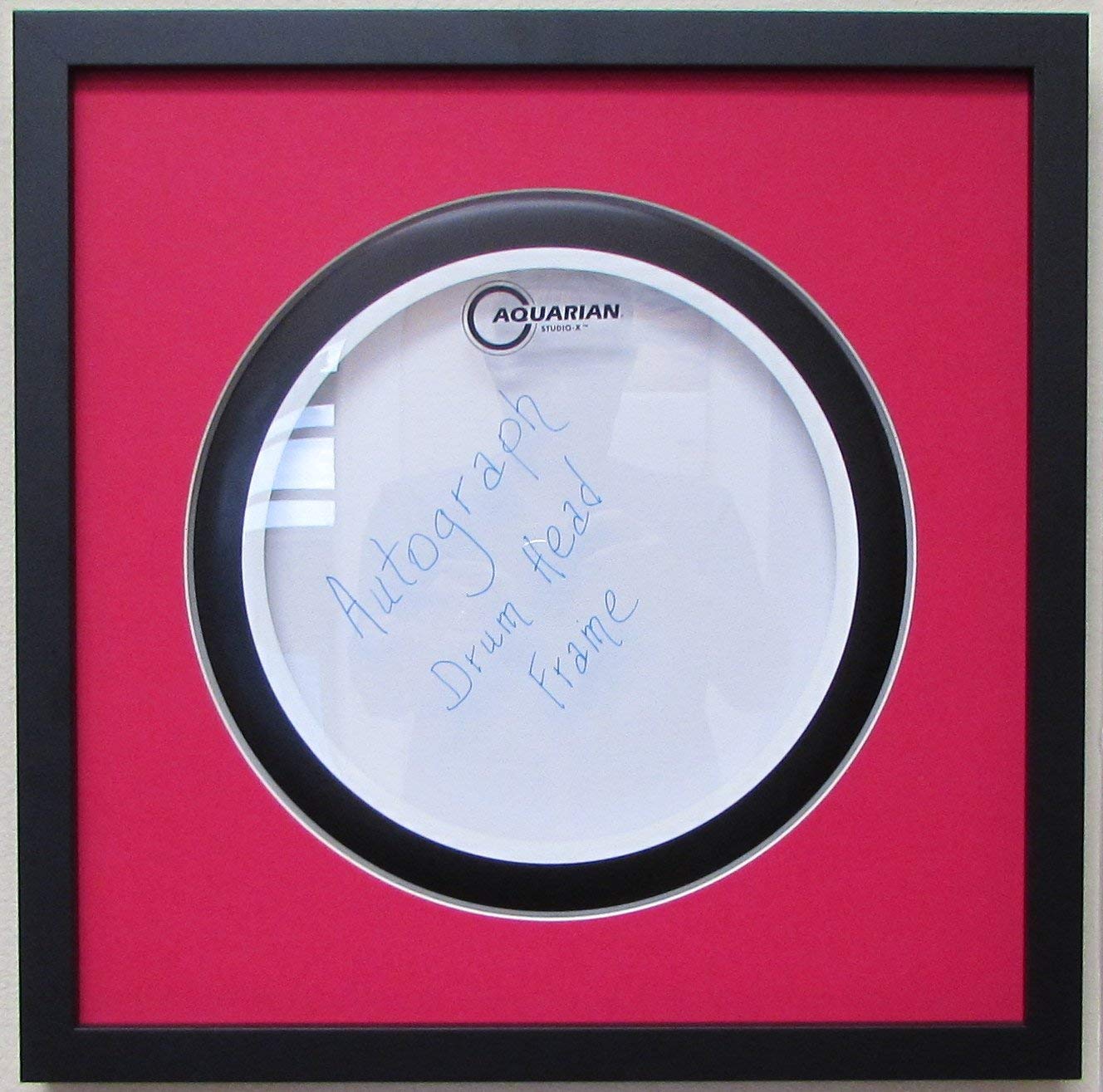 14" Drum Head Display Frame Set Black Frame Bright RED Matting Easy Mount (Bright Red (White Trim)