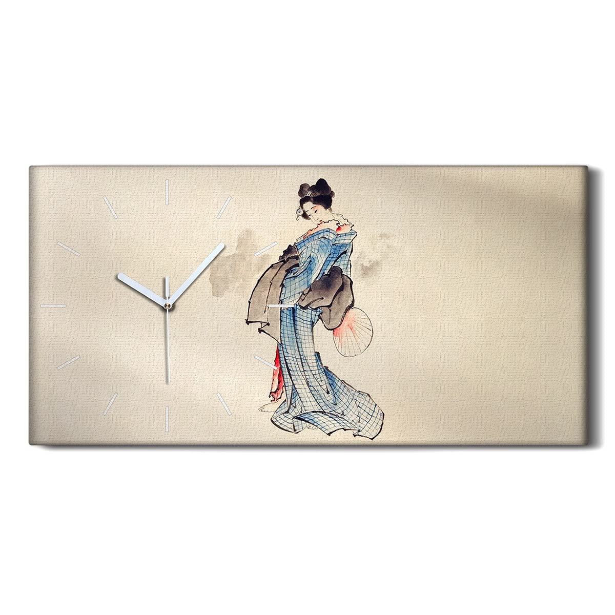 Mains blanches horloge sur toile silencieuse tableau moderne 60x30