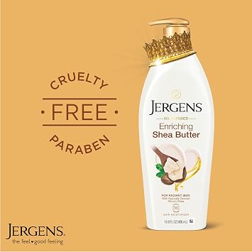 Jergens Shea Butter Body Lotion, Deep Moisturizer for Dry Skin, 16.8 fl oz