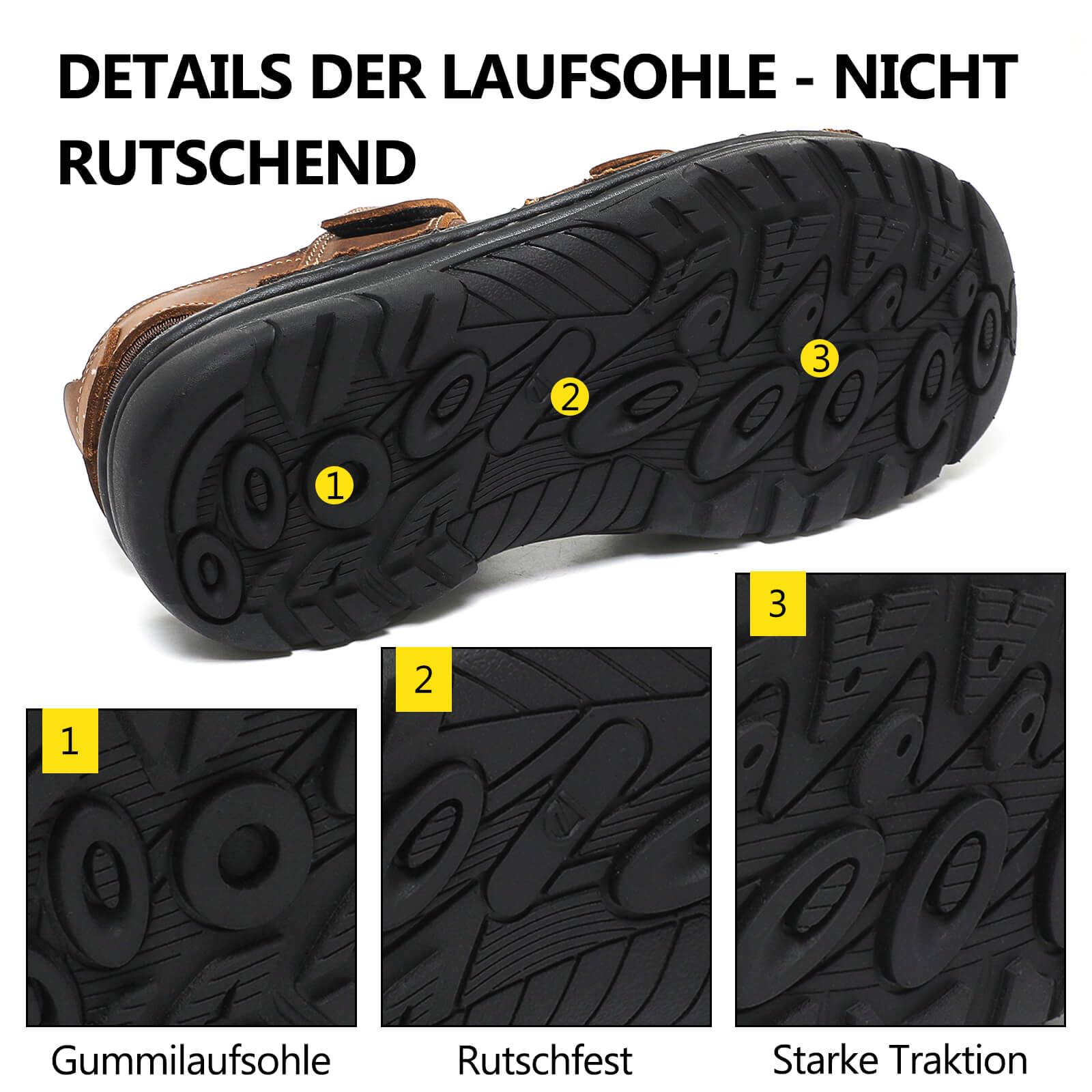 ziitop Herren Leder Sandalen Outdoor Trekkingsandalen Sommer Männer rutschfeste Leichte Trekkingschuhe Verstellbare Beach Sandalen