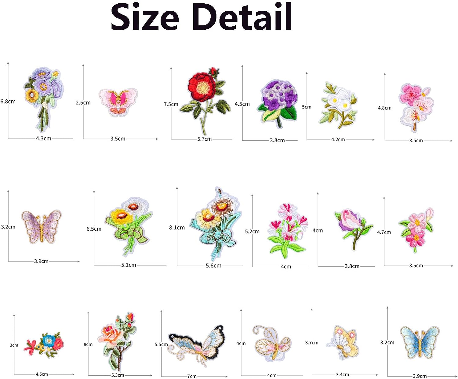 18pcs Flower Iron on Patches, Cute Embroidered Patches for Clothes, Sew On Embroidery Flowers Applique for Clothes, Hat, Jeans, Jacket, Bag DIY Accessories