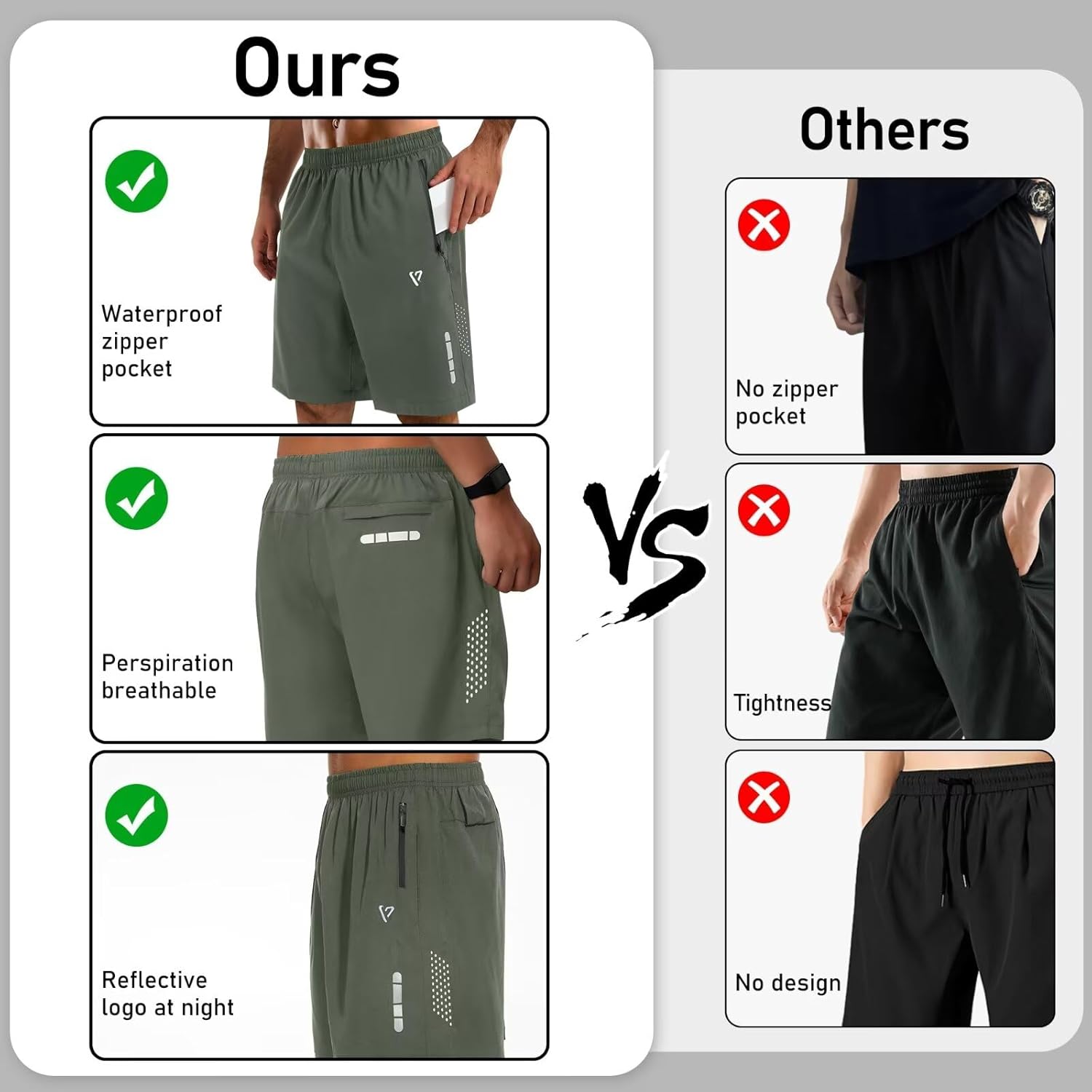2 Pack Mens Athletic Shorts Quick Dry 7 Inch Running Shorts Breathable Mesh Gym Workout Shorts with Zipper Pockets - Image 4
