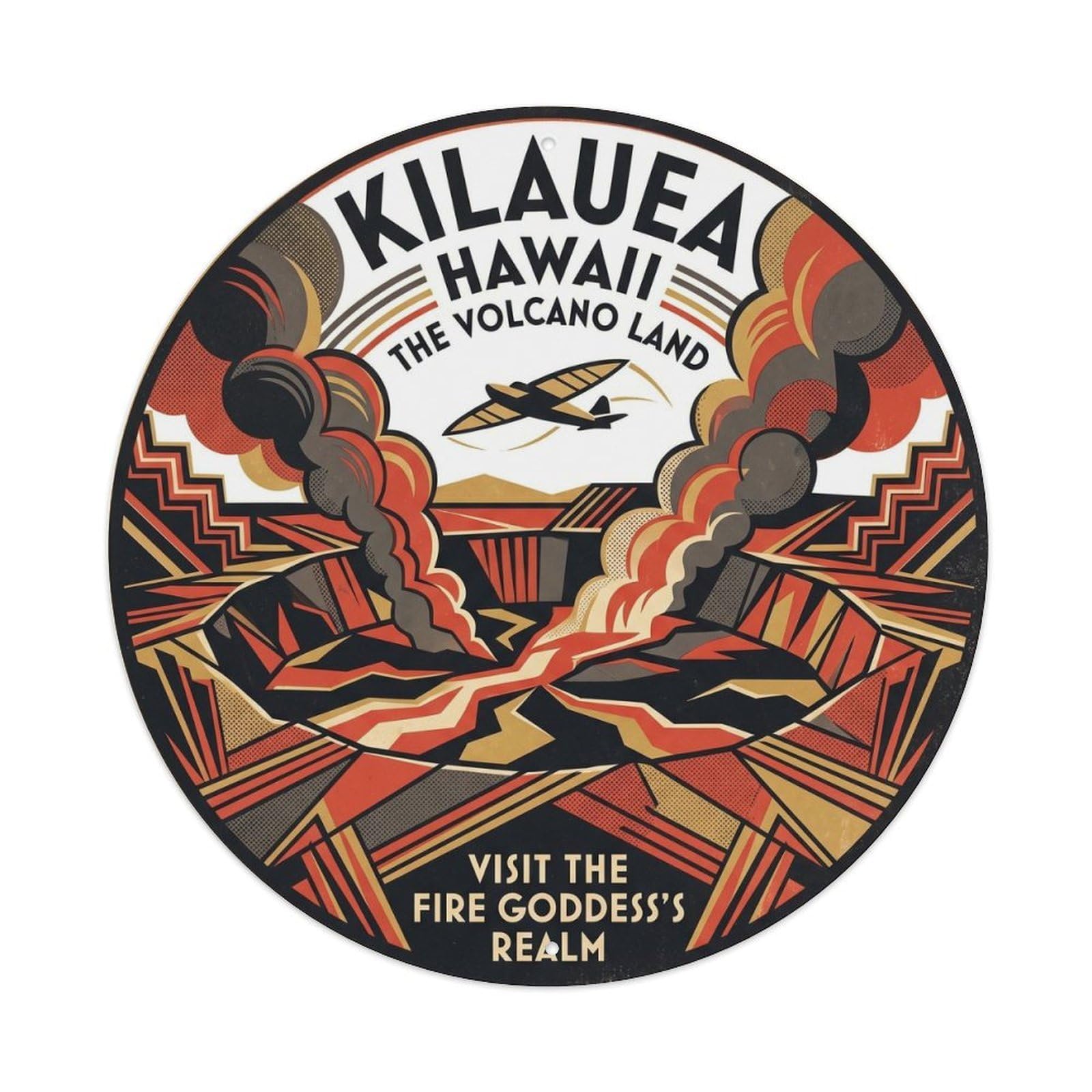 Kilauea Caldera Hawaii Crater Travel Volcanic Coast Metal Tin Sign