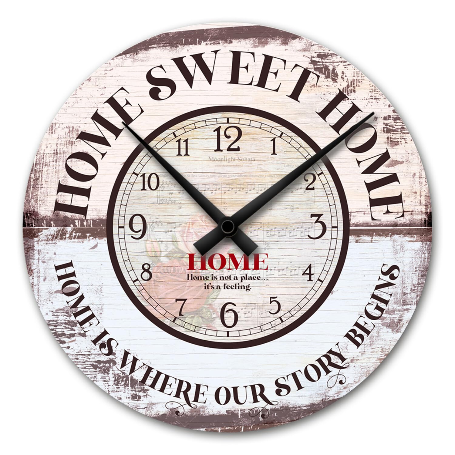 Giallobus - Reloj de línea Basic - Hogar Dulce hogar - Madera de MDF - Basic 30x30 - Mecanismo silencioso - Listo para Colgar - Modernos