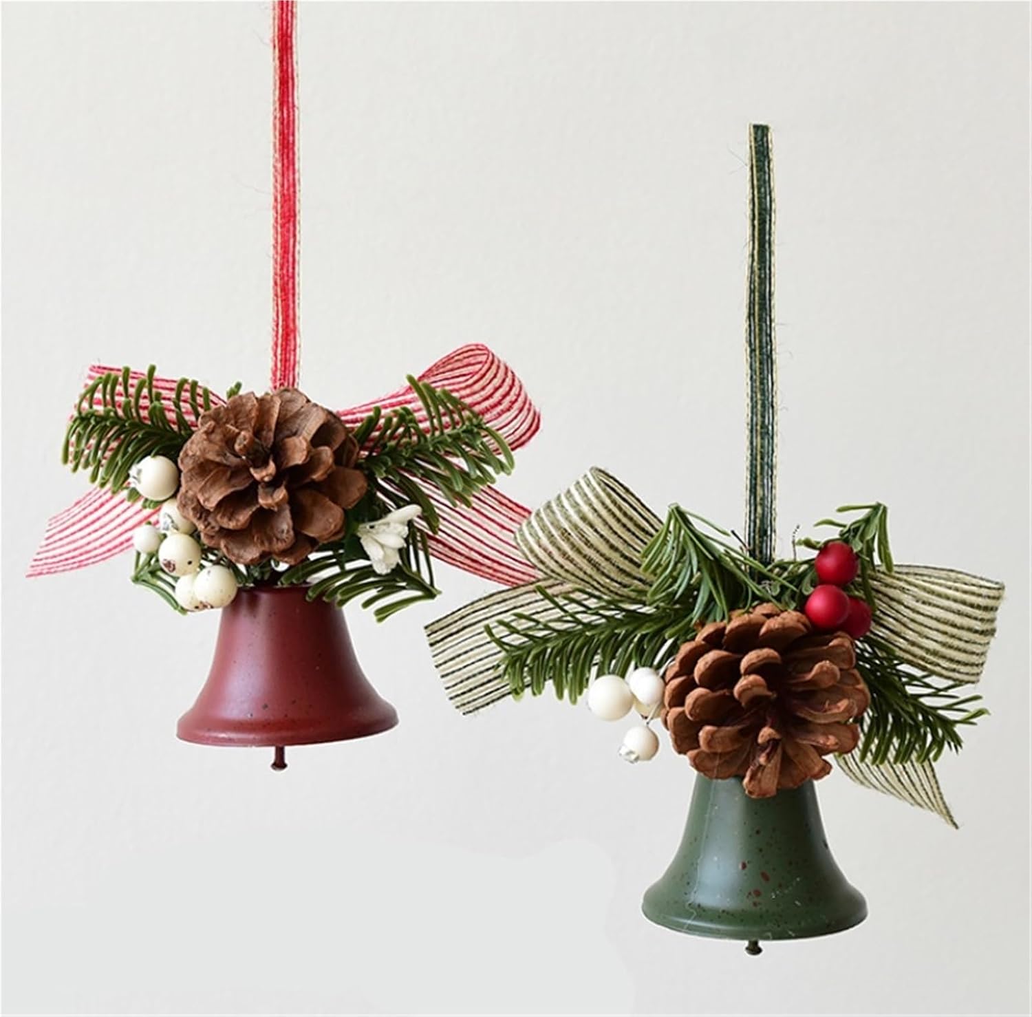 Bell Festival Party Christmas Tree Ornaments Metal Bell Hanging Ornament with Hand Pattern Decorative Christmas Decoration(Green)