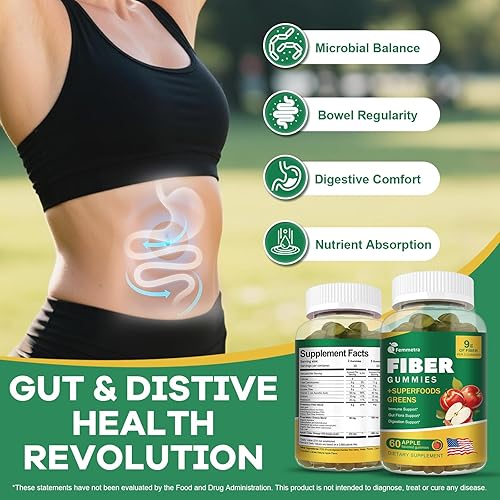 Miniatura 4 de Gomitas de fibra prebiótica 13 en 1 para adultos, suplemento de fibra para mujeres y hombres con mezcla de verduras, inulina y ACV para digestivo,