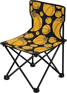 Caihoyu Foldable Camping Chair with Halloween Pumpkin Pattern and Carry Bag