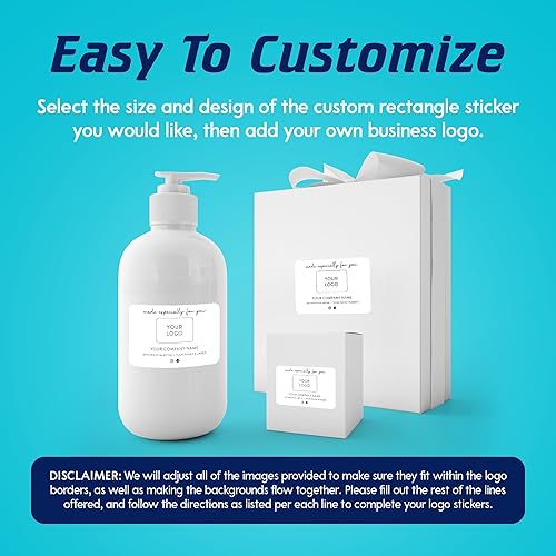 Vista 195 de DayStar Custom Signs & Design, Paquete de 60 calcomanías rectangulares personalizadas de vinilo personalizadas para logotipo de pequeñas empresas