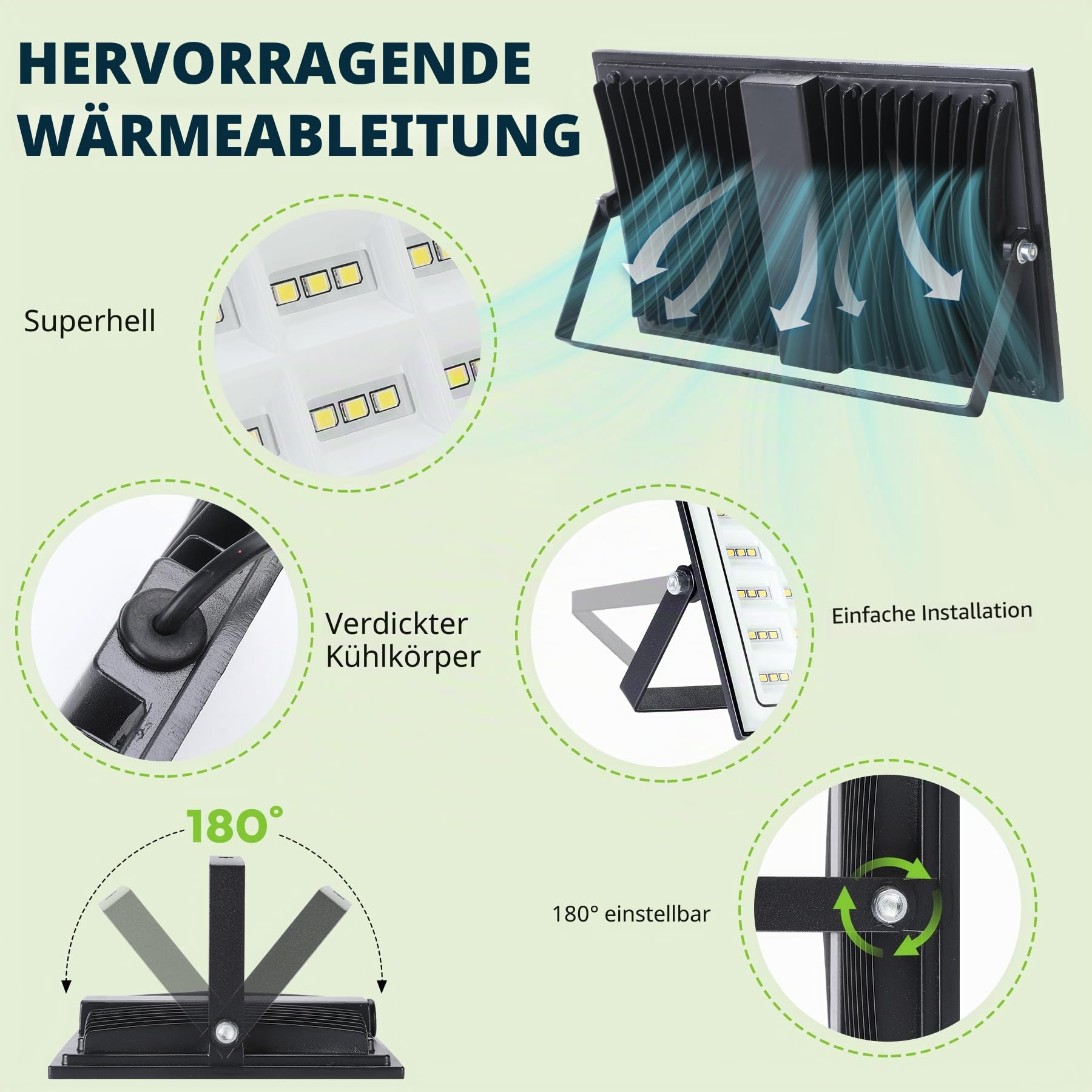 VAYALT 200W LED Strahler Außen 2 Stück, IP66 Wasserdicht und Superhell 6500-7000K 20000LM Led Scheinwerfer 230V, Led Strahler mit Stecker, Flutlichtstrahler für Hell Garten Garage Sportplatz Hof
