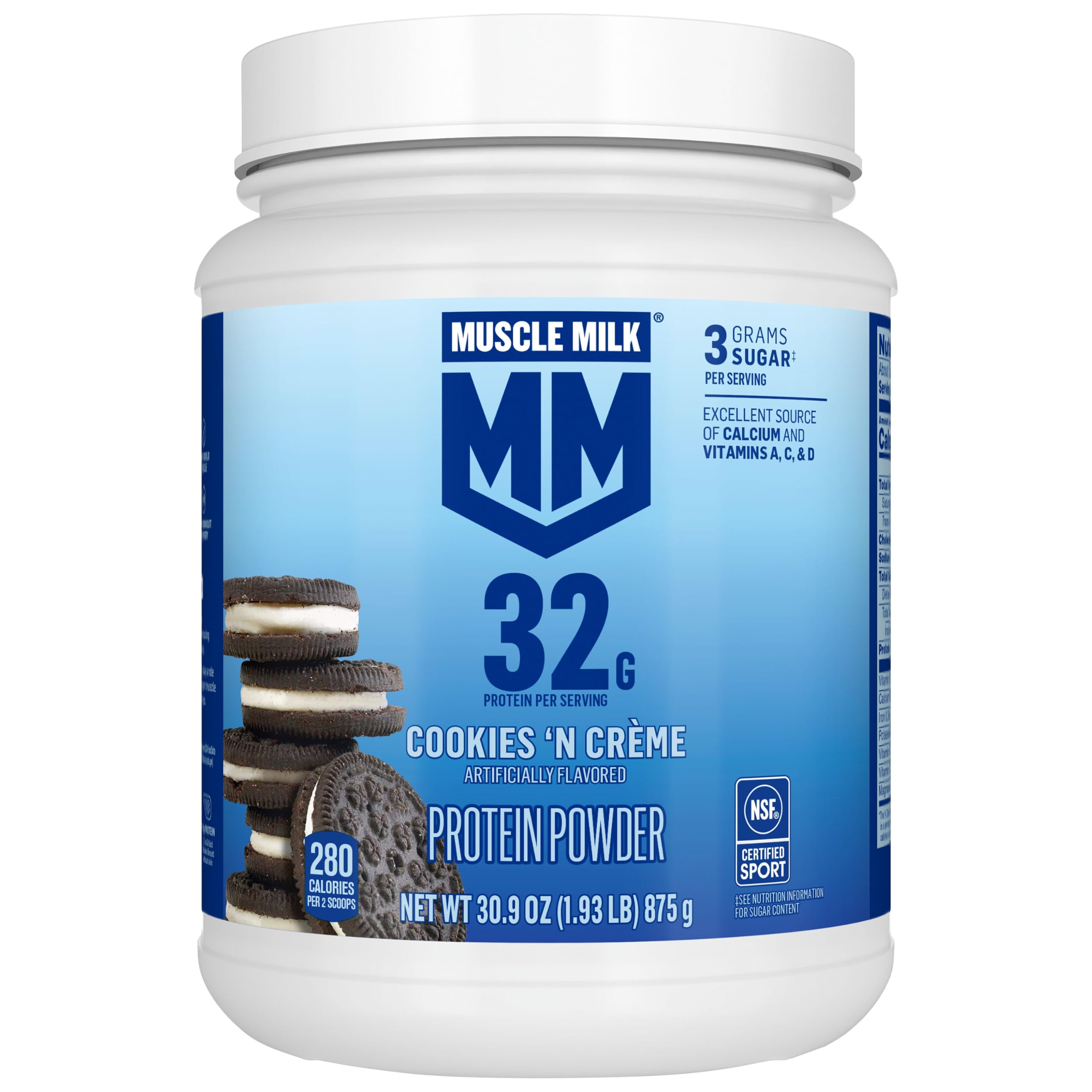 Muscle Milk Genuine Protein Powder, Vanilla Crème, 1.93 Pounds, 12 Servings, 32g Protein, 2g Sugar, Calcium, Vitamins A, C & D, NSF Certified for Sport, Energizing Snack, Packaging May Vary — Amazon image 11