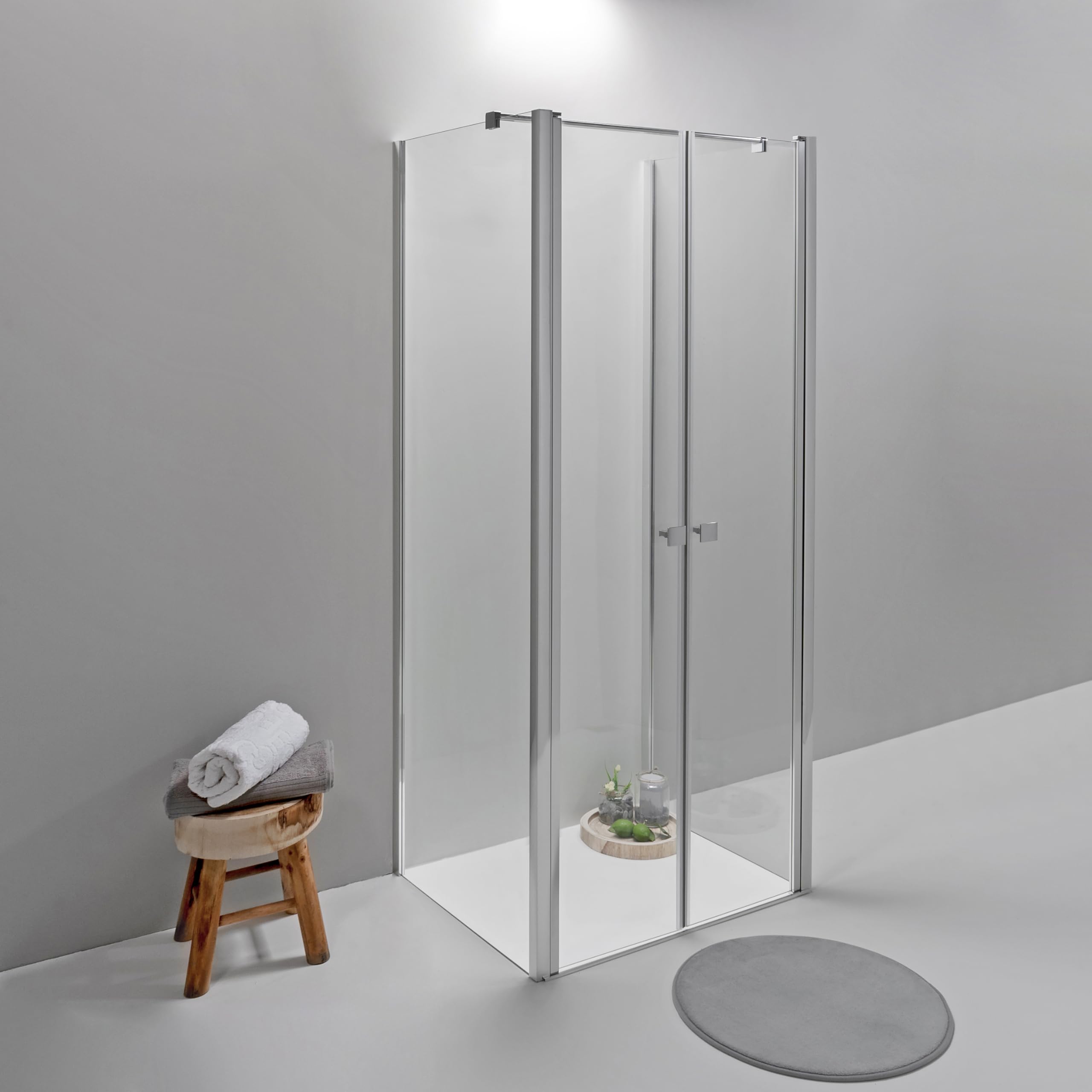 Box Doccia 3 Lati 70x90x70 cm x h195 - Cabina Doccia con Apertura Saloon, Cristallo Temperato 6mm, Lato Fisso Trasparente, Profilo Cromato e Chiusura Magnetica - Regolabile e Facile da Installare