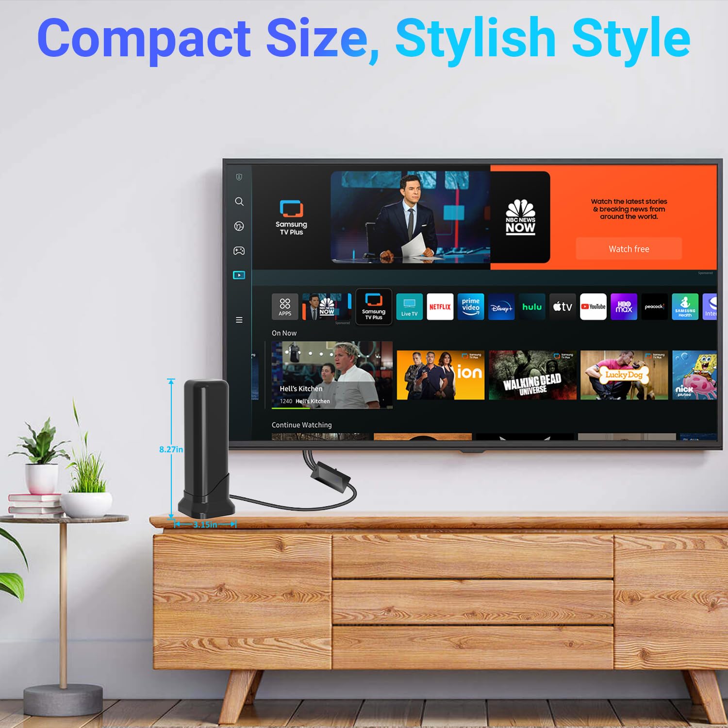 Antena de TV digital para Smart TV interior, antena de TV HD 2026 para canales locales con amplificador de señal y base magnética, antena de TV interior compatible con 4K 1080P VHF UHF, recepción de
