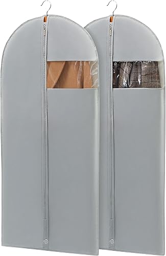 Vista 33 de Bolsas de vestir para vestidos, bolsas de ropa de 65 pulgadas de largo para colgar ropa, bolsa de ropa de vestir, cubierta de vestido gris