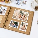 RECUTMS 10x10 Scrapbook de pouce DIY Album de photos Brown 60 Couverture rigide Kraft, 250gsm, Livre de mémoire vierge pour mariage anniversaire voyage famille, 360° Flip