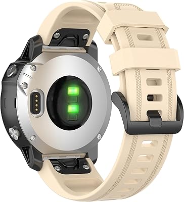 Lijinlan Bands Compatible with Garmin Fenix 5S/ 5S Plus/ 6S/ 6S Pro, Long Adjustment Soft Silicone Replacement Watch Strap for Fenix 6S/Fenix 6S Pro/Fenix 5S/5S Plus Smartwatch (Beige)