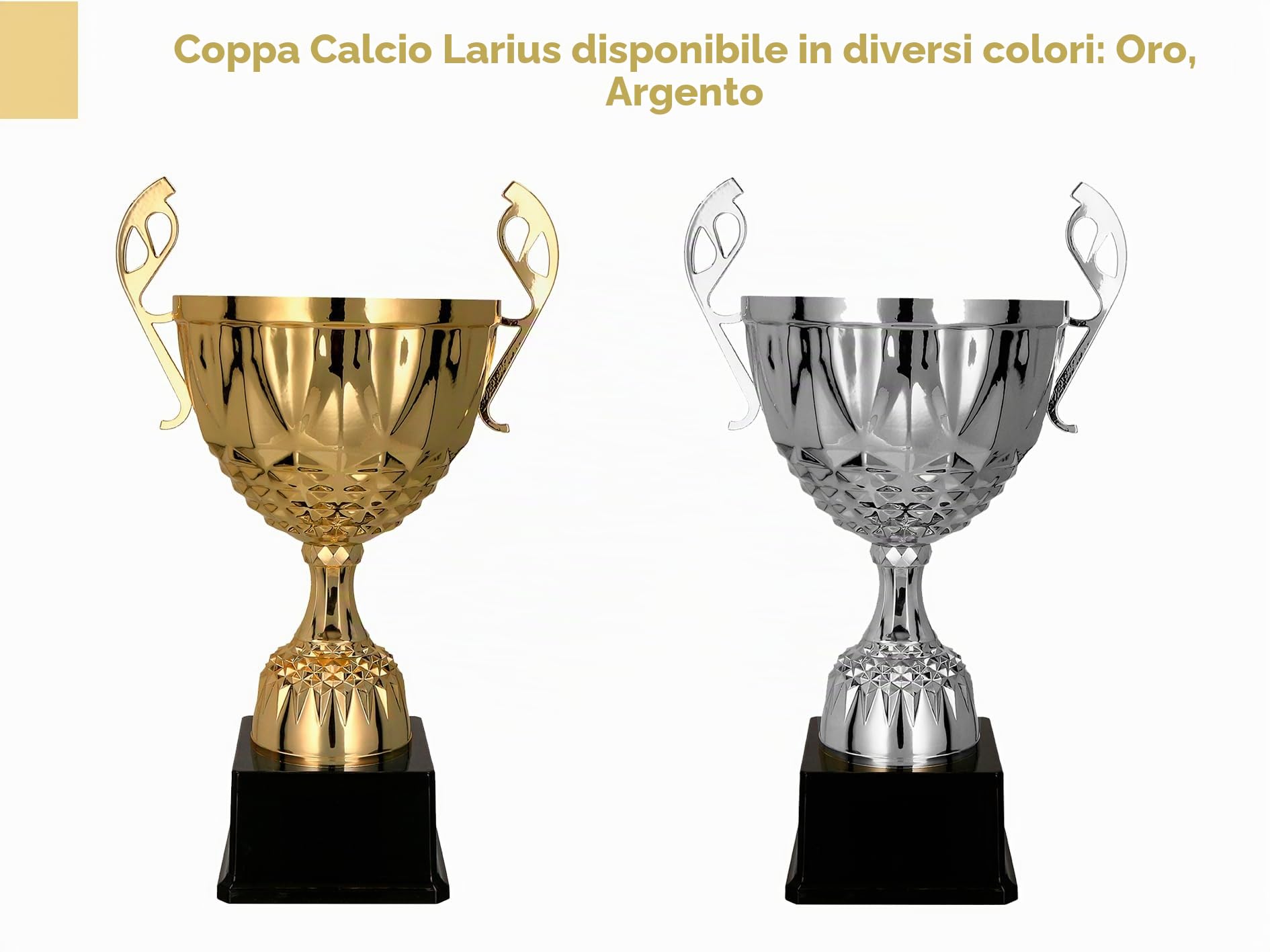 Larius Coppa in metallo oro e argento, trofeo con incisione a scelta