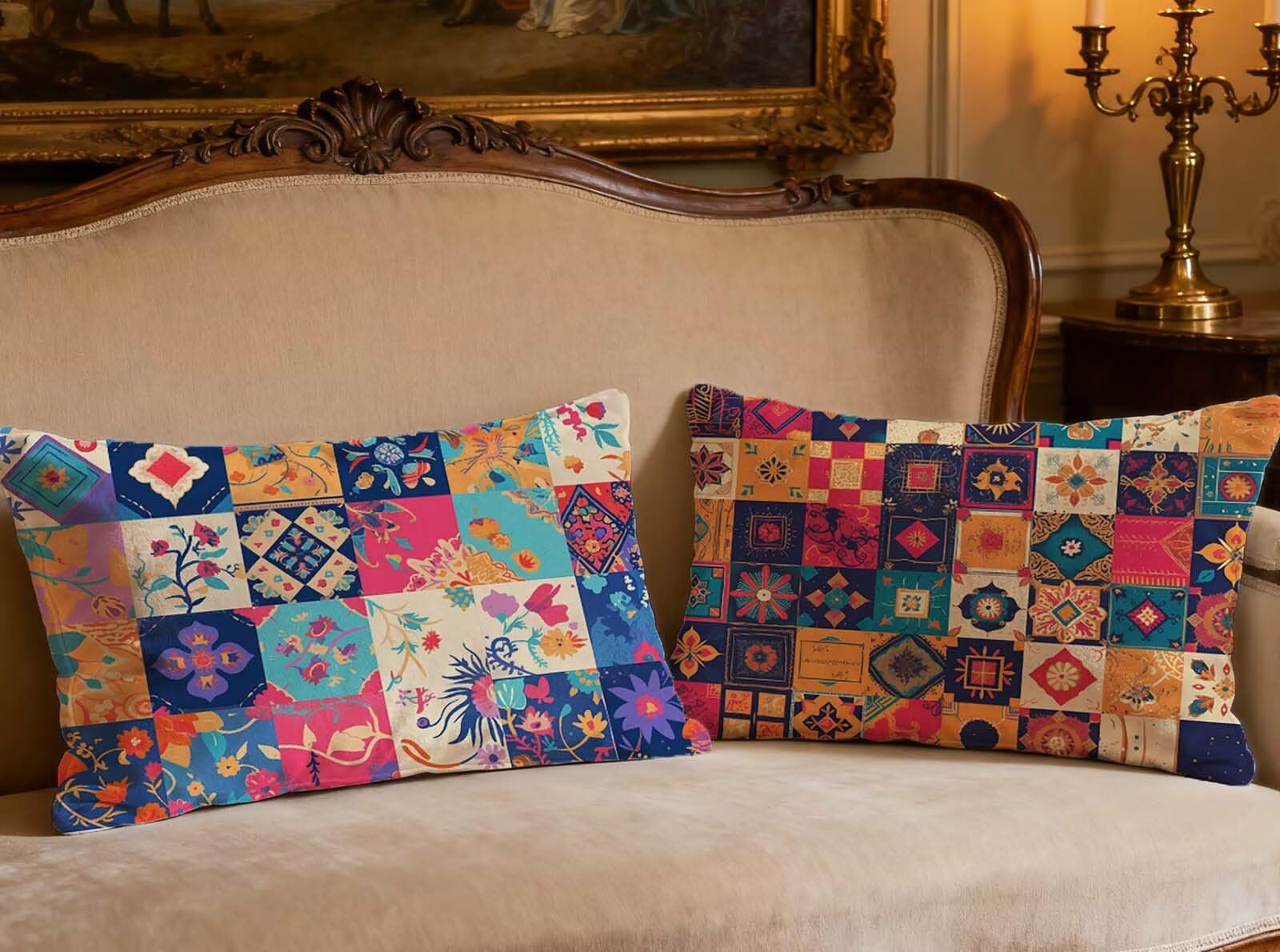 Coussin de couleur velours treillis 80x100 cm : créez une ambiance cosy dans votre chambre