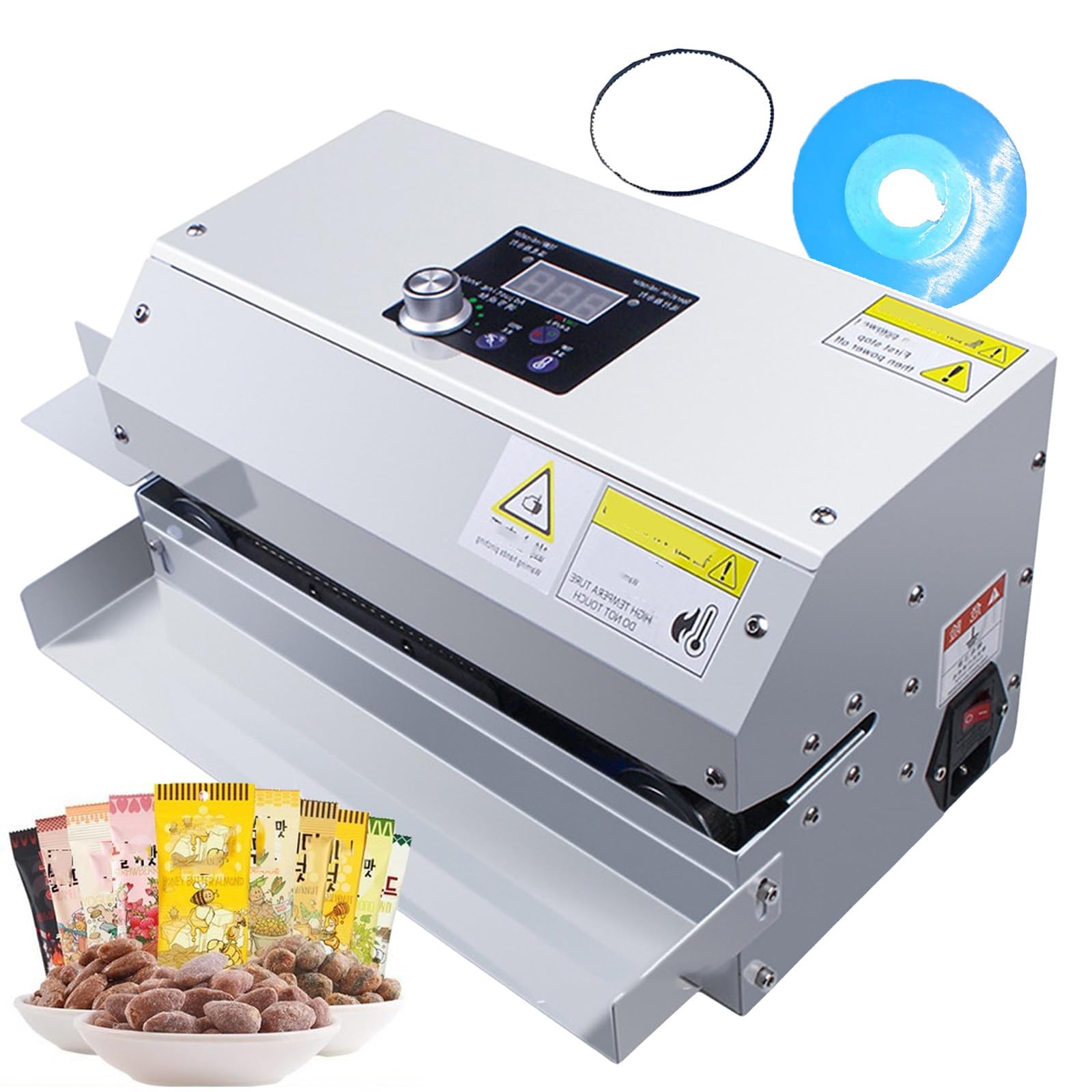 IUokLU Auto Food Continuous Sealing Machine, Plastic Bag Band Sealer Packaging Machine, Adjustable Temp & Speed Impulse Heat Sealer, Commercial Bag Sealers