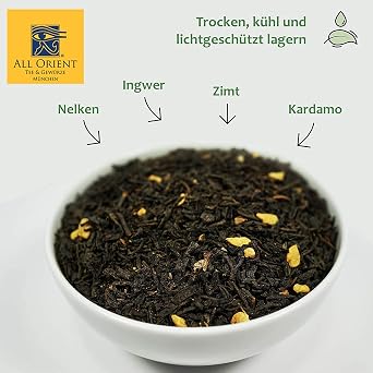 All Orient Organic Indian Chai 500 g Black Tea Loose Tea Ayurvedic Spices No Added Flavours Organic Quality Natural Chai Tea with Spicy Taste